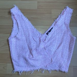 Zara Deep-V Crochet Pink Top
